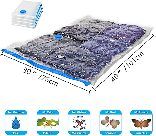 Miniatura 6 de Bolsas de sellado de compresión para almacenamiento al vacío, ahorro de espacio para ropa, ropa de cama, manta, edredón con bomba de mano para