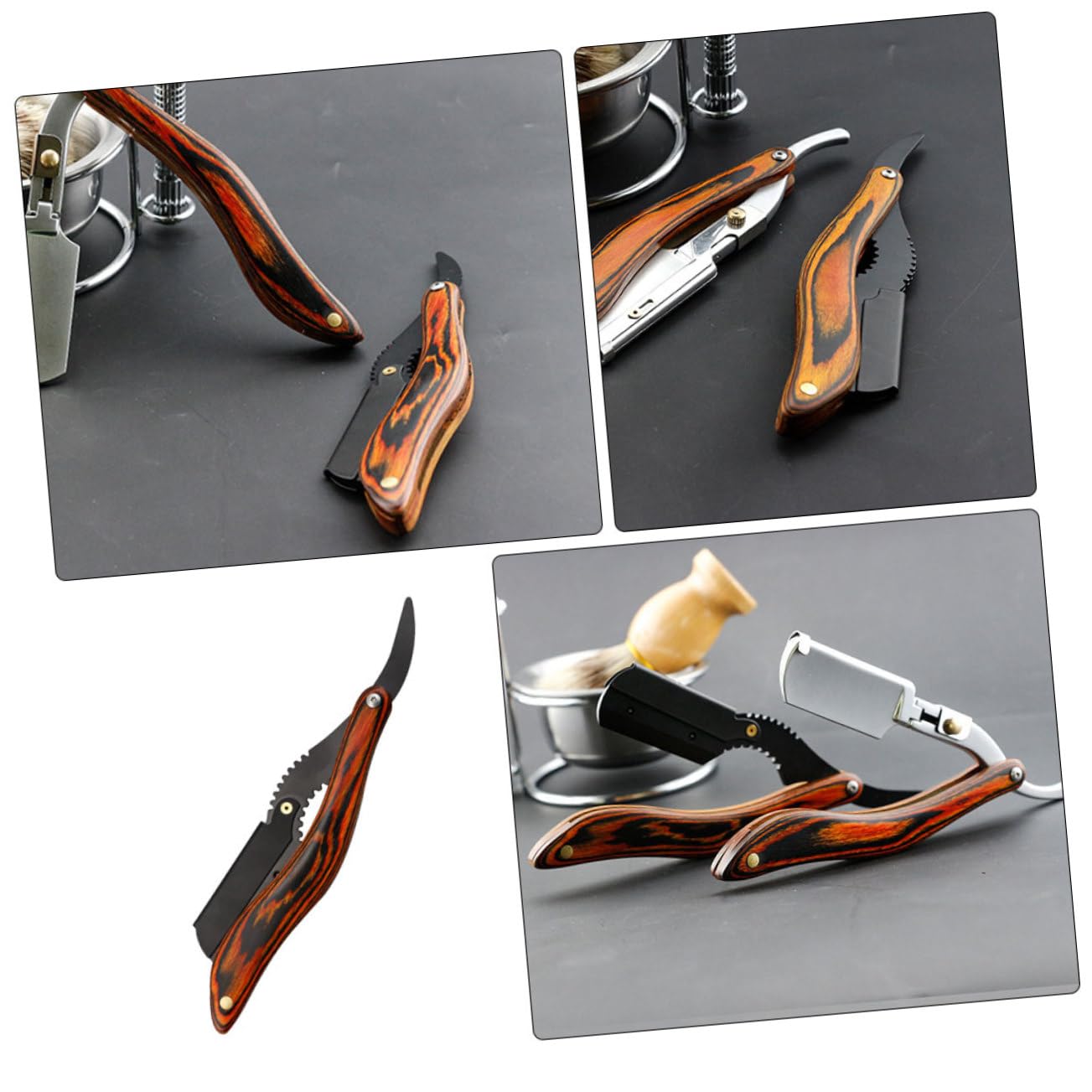 BELLIFFY Beard Razor for Men Wooden Handle Folding Compact Multi-use for Travel Easy to Carry