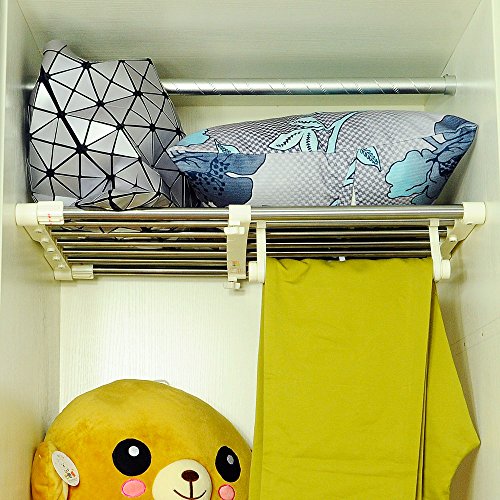 BAOYOUNI Erweiterbar Kleiderschrank Schrank Regal Stange Kleiderbügel Organizer Heavy Duty Metall Lagerregal DIY Separator Teiler Kleideraufbewahrungssysteme Garage Wandregale (40-60cm)