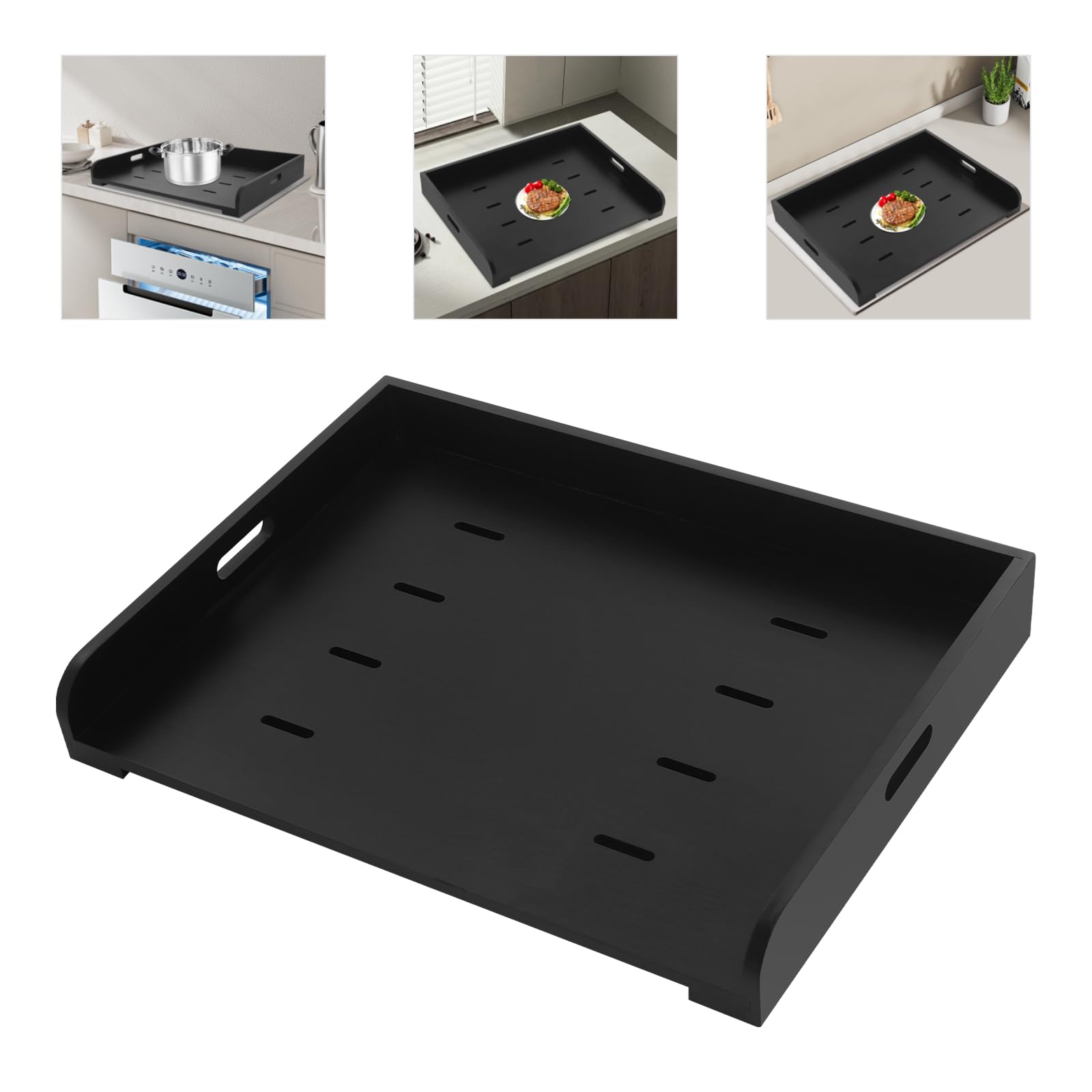 Copertura per piano cottura a gas in legno con manici, multiuso per cucina, tagliere/piano cottura per fornelli a gas e stufe elettriche, protezione per piano di lavoro per cucina, 75 x 56 x 10 cm