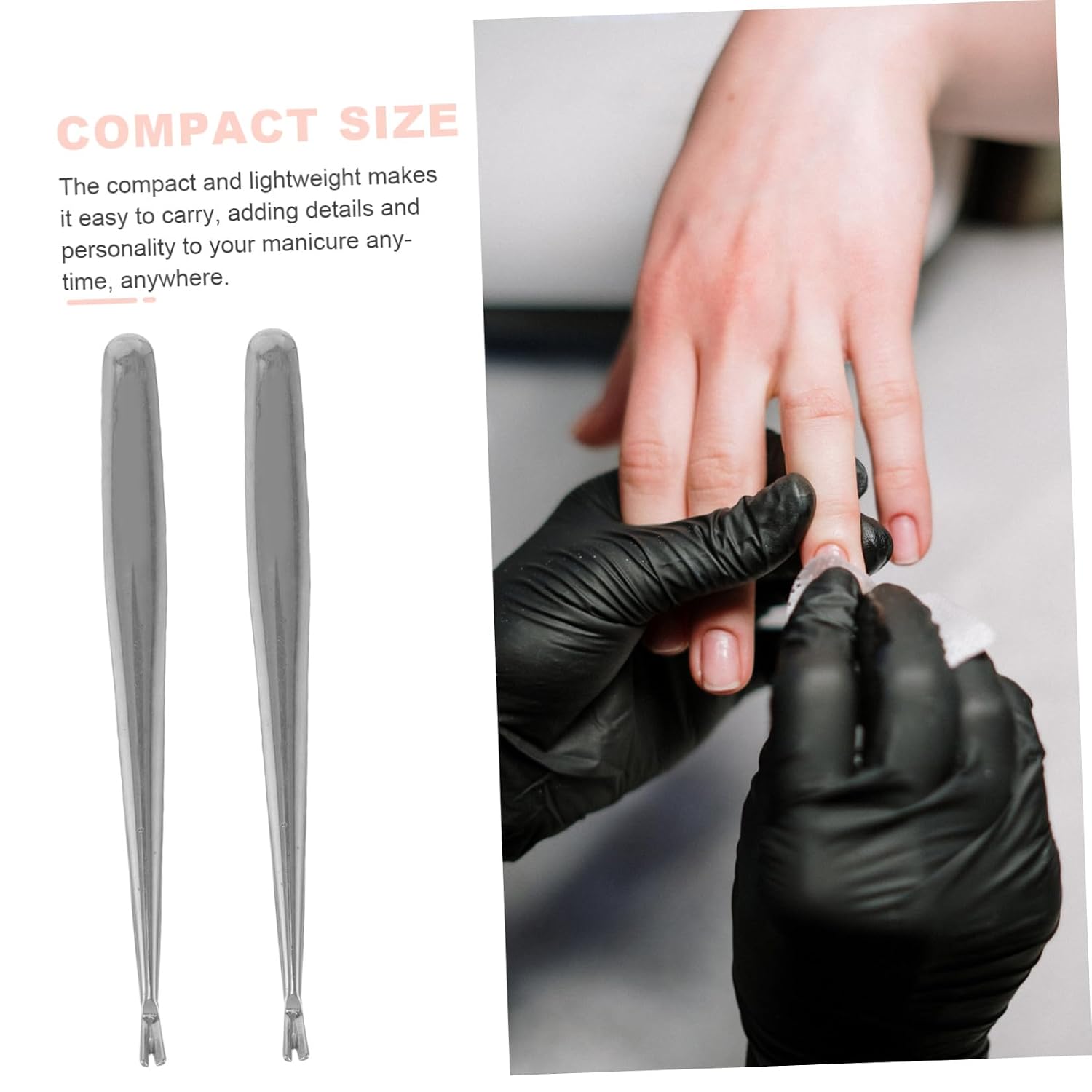 VICASKY Stainless Steel Cuticle Remover Tool Set Compact Nail Care Tool 5pcs with V-shaped Nail Pusher Fork for Effective Dead Skin Removal for Manicure and Pedicure