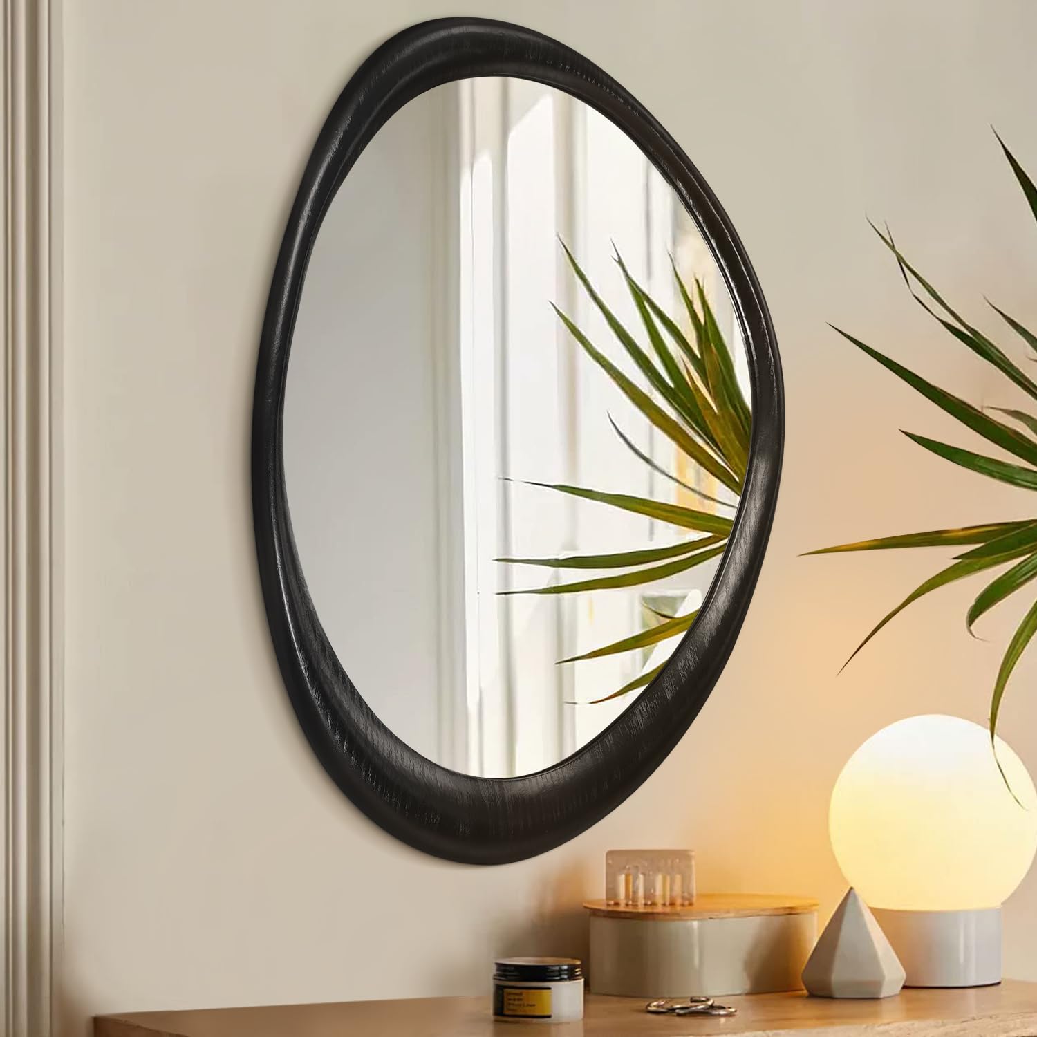 Specchio Moderno A Parete Con Cornice In Legno Di Paulownia Di Forma Irregolare E Ganci Chiaro Biollet 82987410
