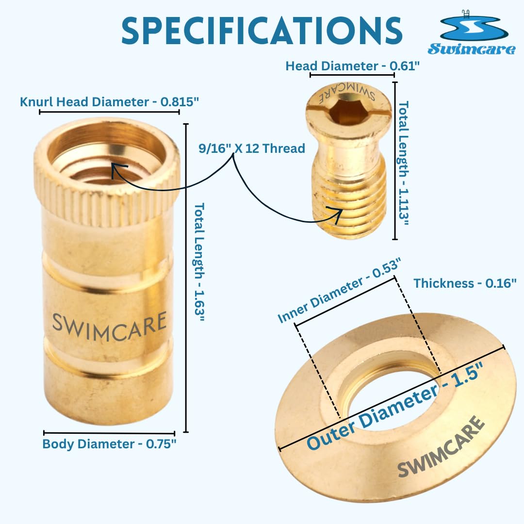 Swimcare Messing Pool Abdeckanker mit Scheibe für einen sicheren Winterpool (10 Stück)