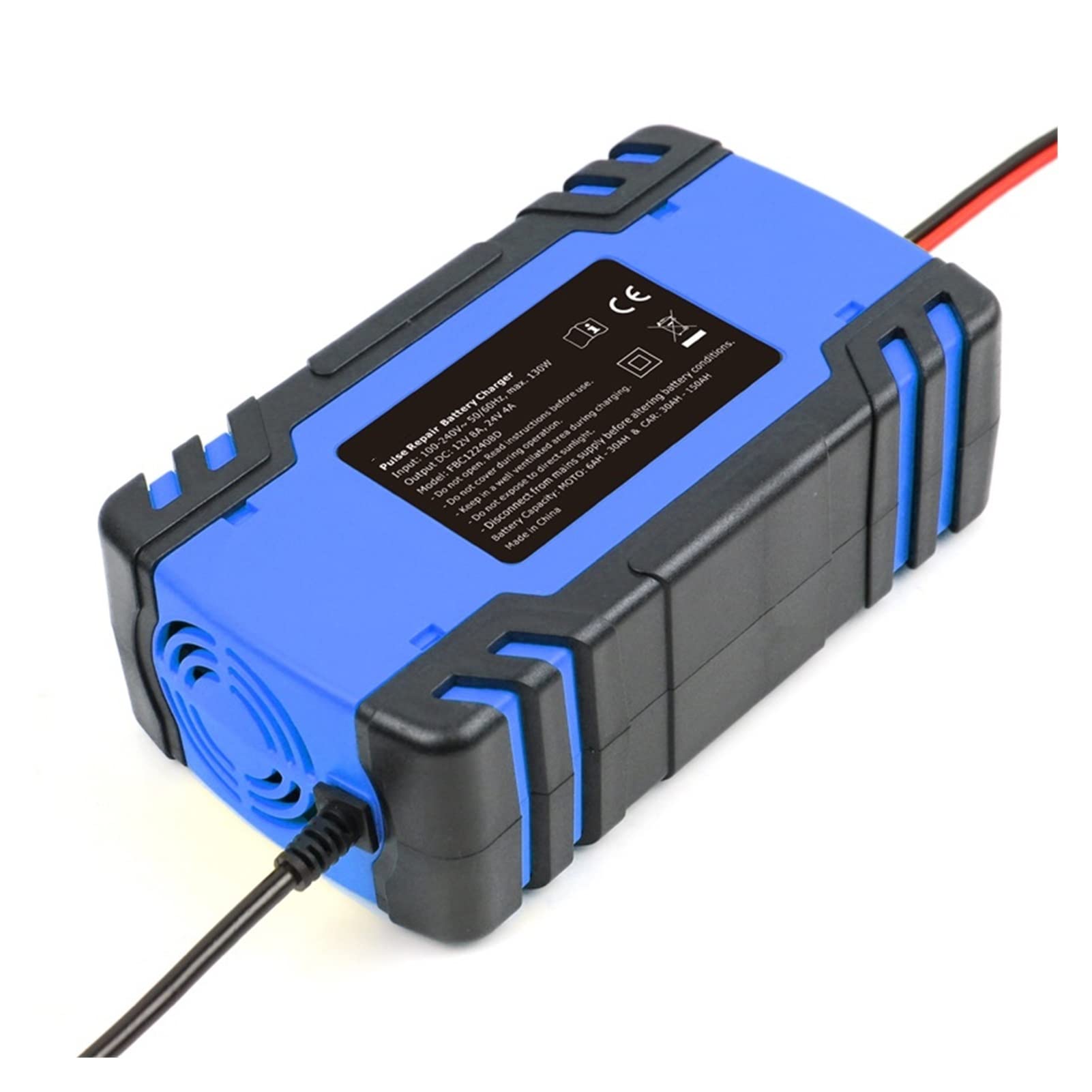 Cargador de Bateria, Cargador de batería de la motocicleta del coche 1 2V 8A 24V 4A Carga rápida inteligente for cargador de batería de plomo ácido