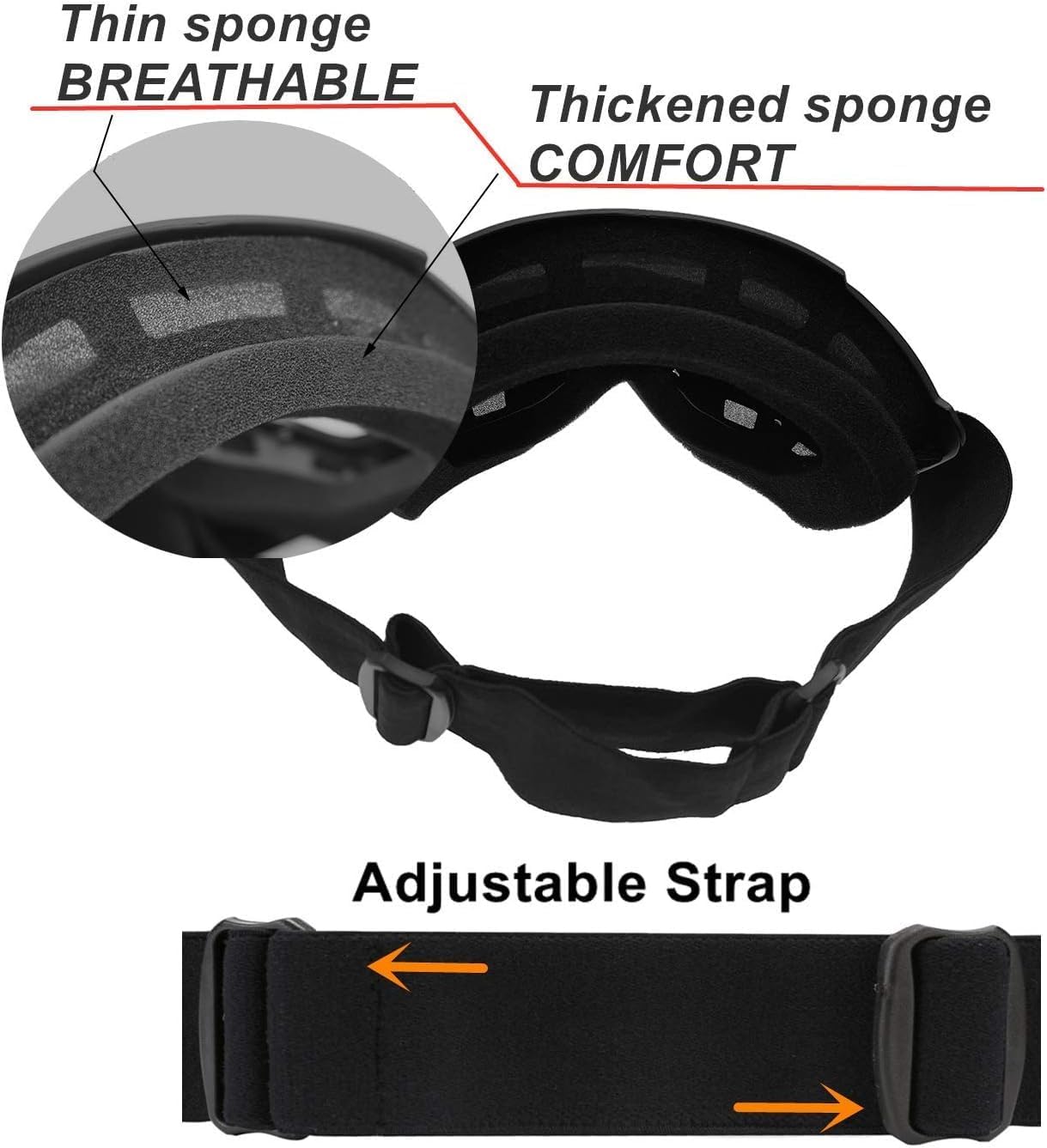 Sixfire Goggle Mask Anti Scratch UV Protective Open Face & Eyewear Windproof Dirt Shield Adjustable Strap Soft Foam Padded Detachable for Cycling Bike Off Road Racing Riding Unisex (Golden) 4