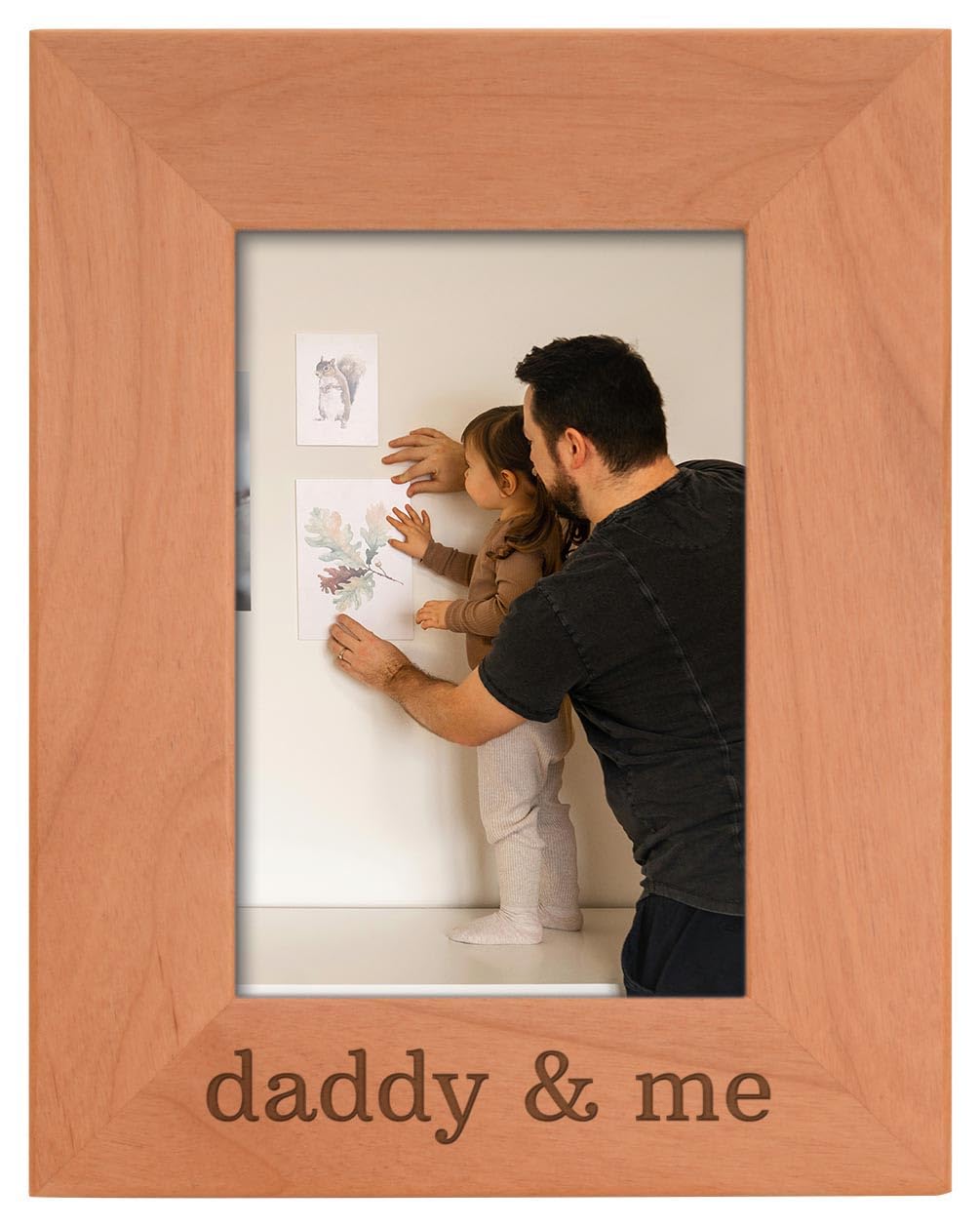 Personalized Gifts Daddy's & Me Son Daughter naturalne drewno grawerowane portret 4 x 6 ramka na zdjęcia drewno