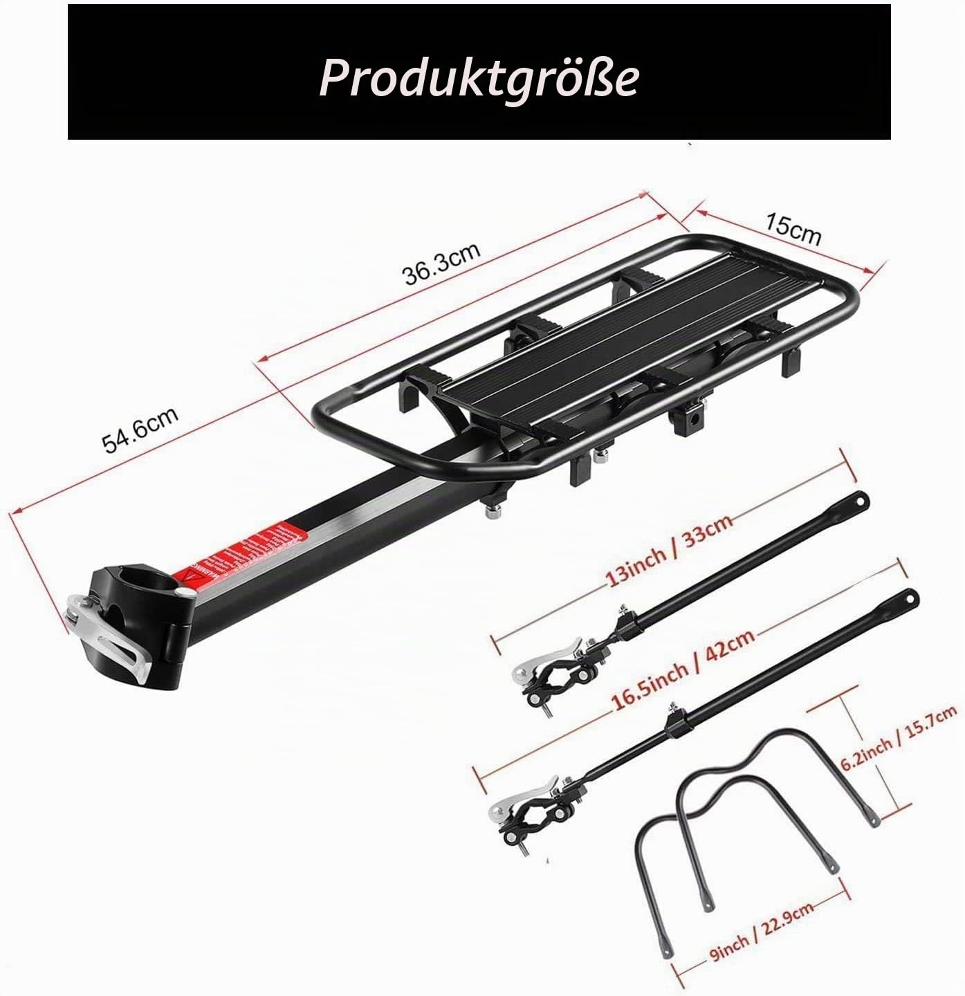 Mountainbike Gepäckträger, 24-29 Zoll Fahrrad Gepäckträger Einstellbare Aluminiumlegierung Schnellspanner mit Schutzbleche und Reflektor