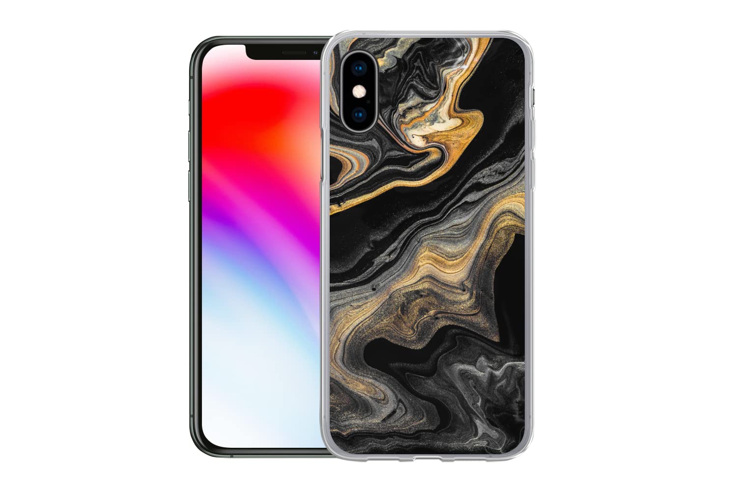 Funda para iPhone X - Mármol - Acrílico - Oro - Lujo - Abstracto - Funda de Silicona/Funda Blanda para teléfono móvil