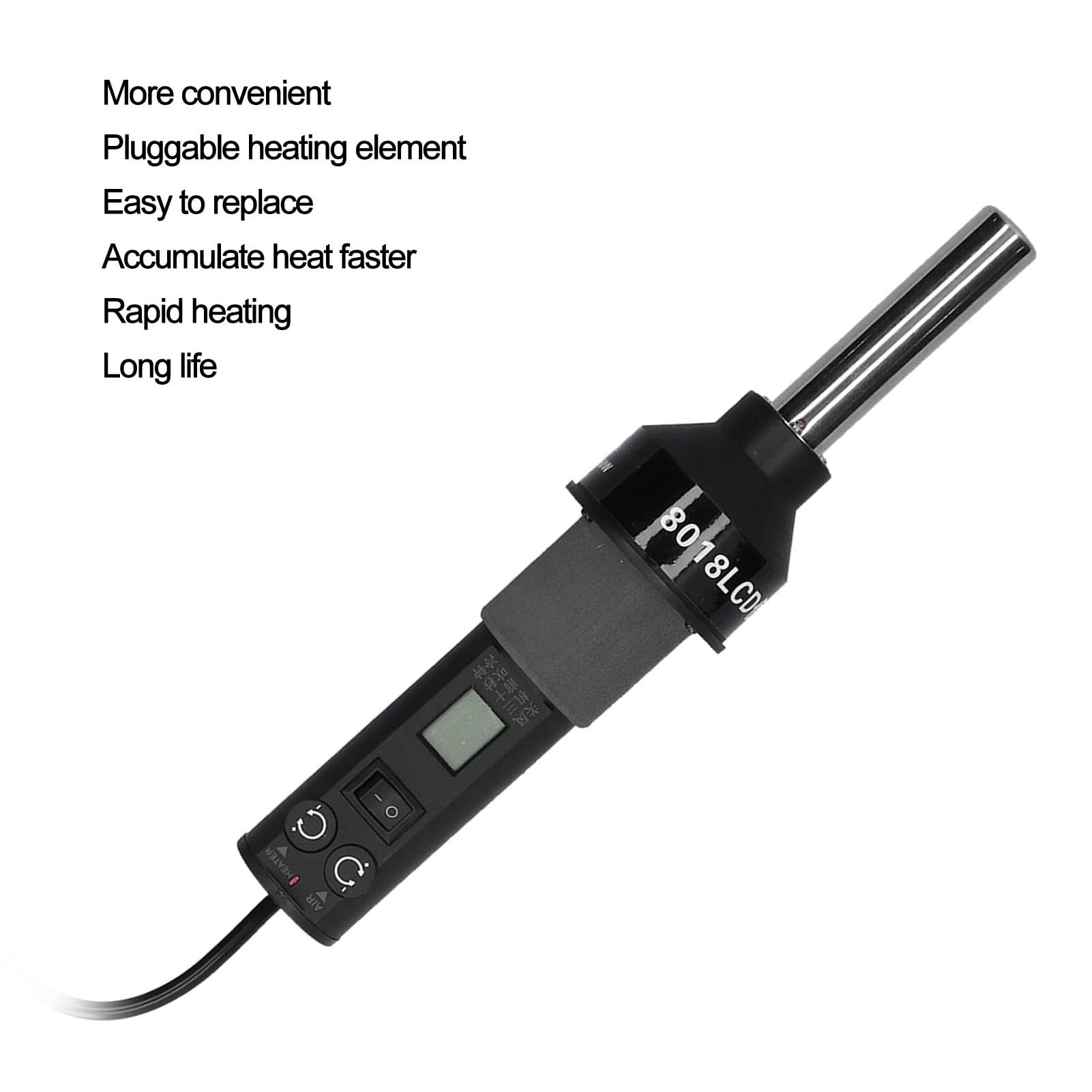 Pistola de Aire Caliente Portátil, Pistola de Calor con Control de Temperatura de 450 W con Pantalla Digital LCD para Soldar IC y Caja de Blindaje (Normativa europea (250V))