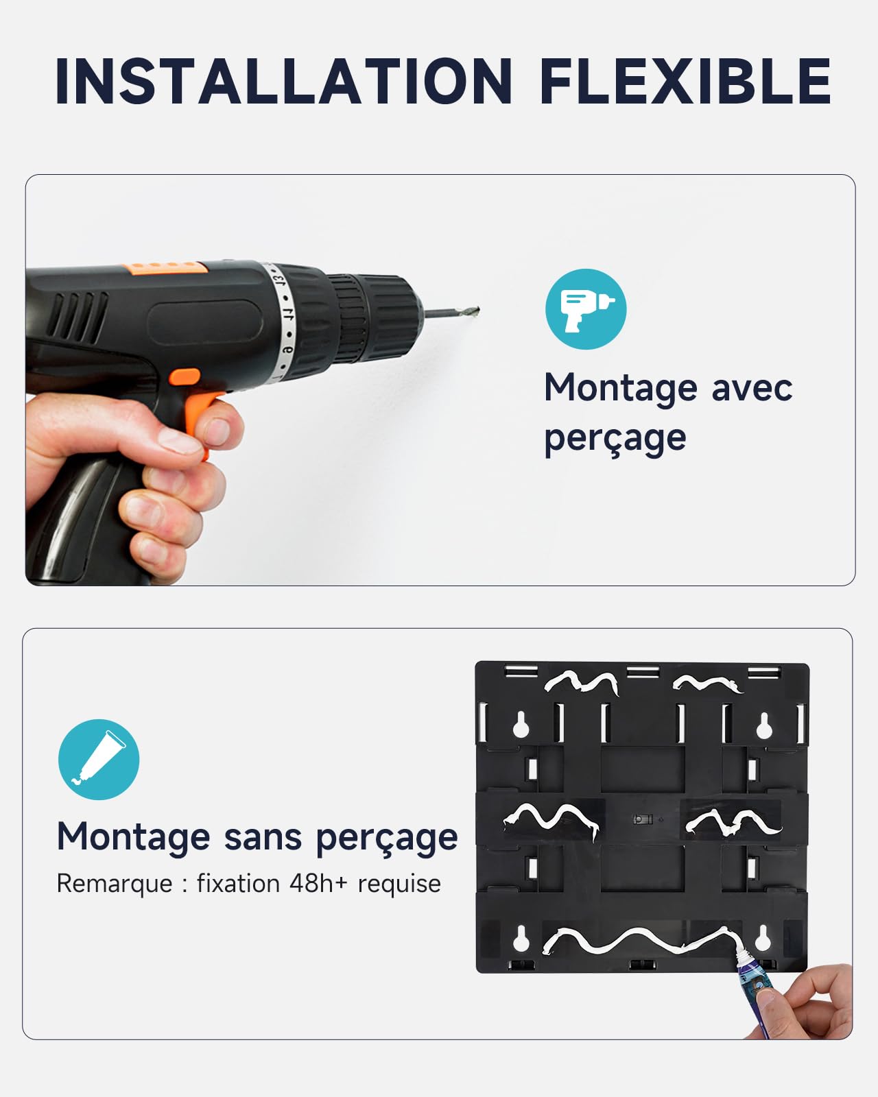 AIKE EasyPush Distributeur De Douche, Fixation Murale sans Perçage pour Shampoing & Après-shampoing, Économise Espace, Triple
