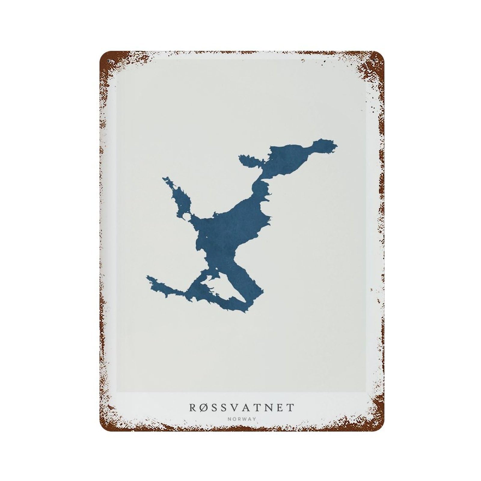 xiaoxiaoshen Rossvatnet Lake Map House Gift Norway Wall Decor Art Metal Tin Poster Modern Home Decor Art Home Bar Shop Decorations Vintage Sign 40x30cm
