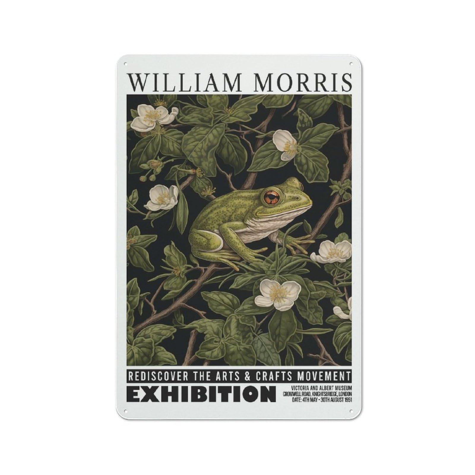 Junmoney Style-14 Morris Floral Frog Exhibition Rustic Metal Sign 30X20cm For Garden Room Or Summerhouse, For Themed Interiors In Garden Rooms And Summerhouses