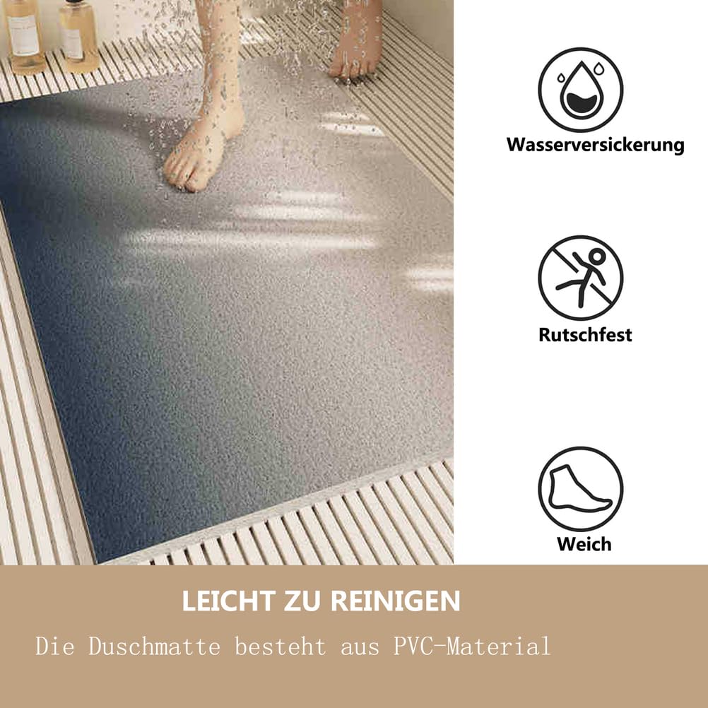 Tappeto Antiscivolo Vasca 50X120 cm Tappeto Bagno confortevole PVC con scarico asciugatura rapida Senza Ventose per Area Umida