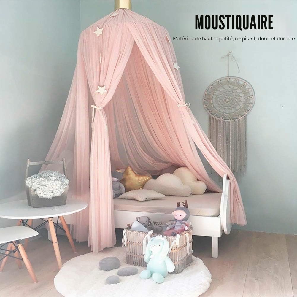 Socobeta Moustiquaire à la Maison, élégante décoration de Sommeil Confortable et élégante moustiquaire de Couleur pour Chambre de bébé(Rose)