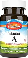 Vista 1 de Carlson - Vitamina A, 10000 UI (3000 mcg RAE), Visión Health, 250 cápsulas blandas