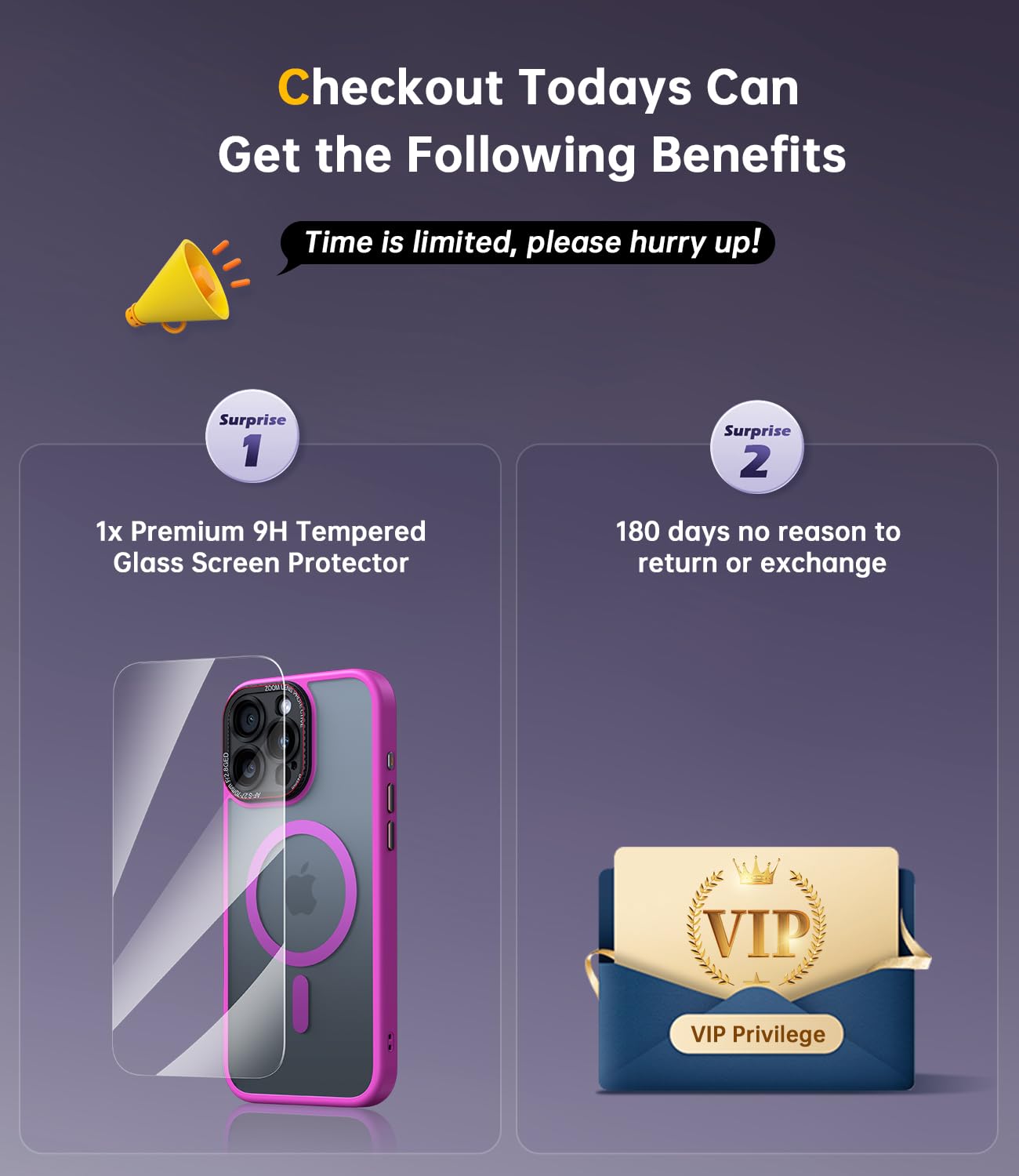 Condition photo showing New/Like New for JUESHITUO for iPhone 16 Pro Case with 1X Screen Protector, [Tailored for MagSafe] [Mil-Grade Shockproof Defense] with Integrated Lens Protection Translucent Phone Case for iPhone 16 Pro, Barbie Pink