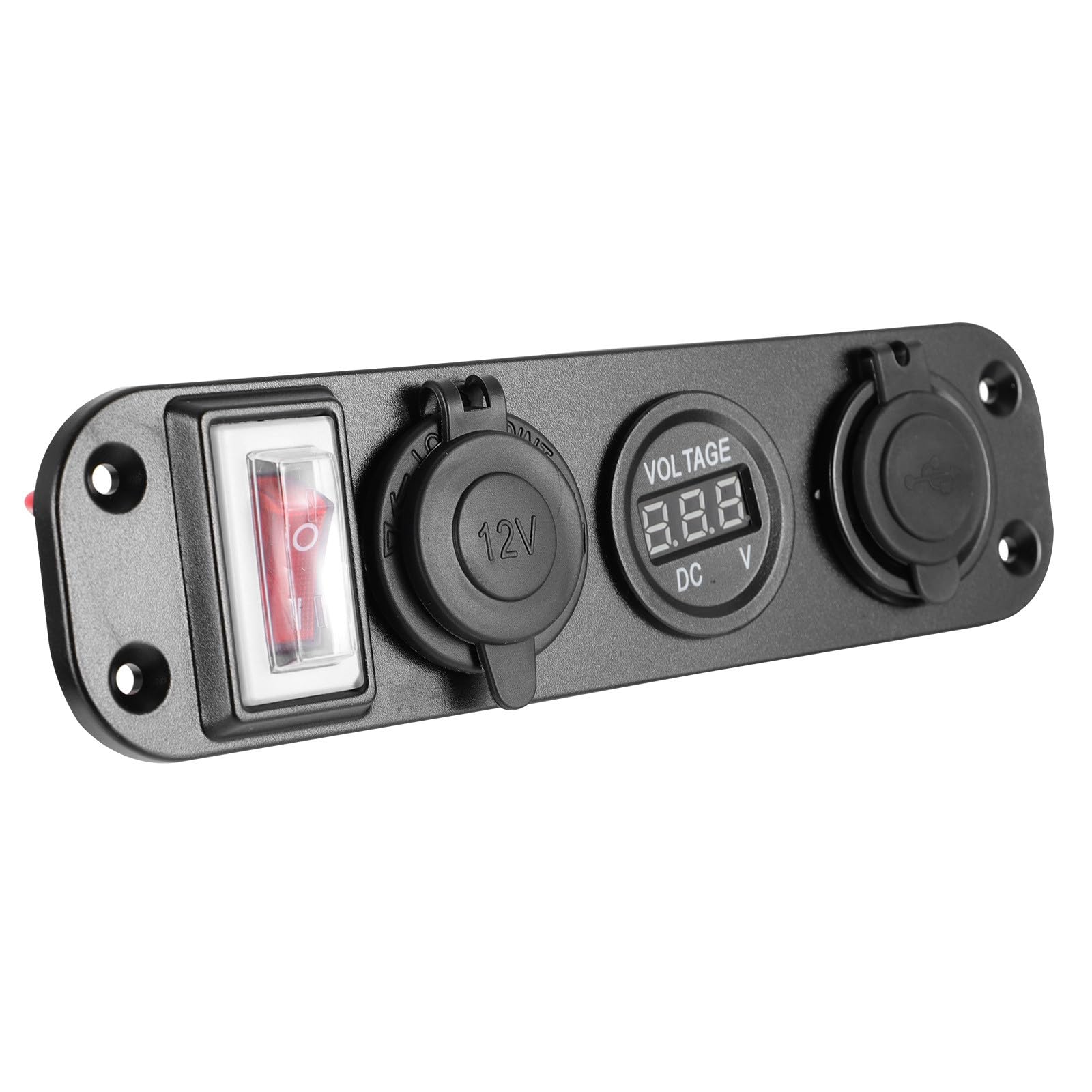 Caricabatteria da Auto USB Doppia Presa 4200ma Voltmetro | Pannello a Tre Fori, Ingresso 12-30v e Uscita 5v, Corpo in Pp Blu, Installazione per Auto