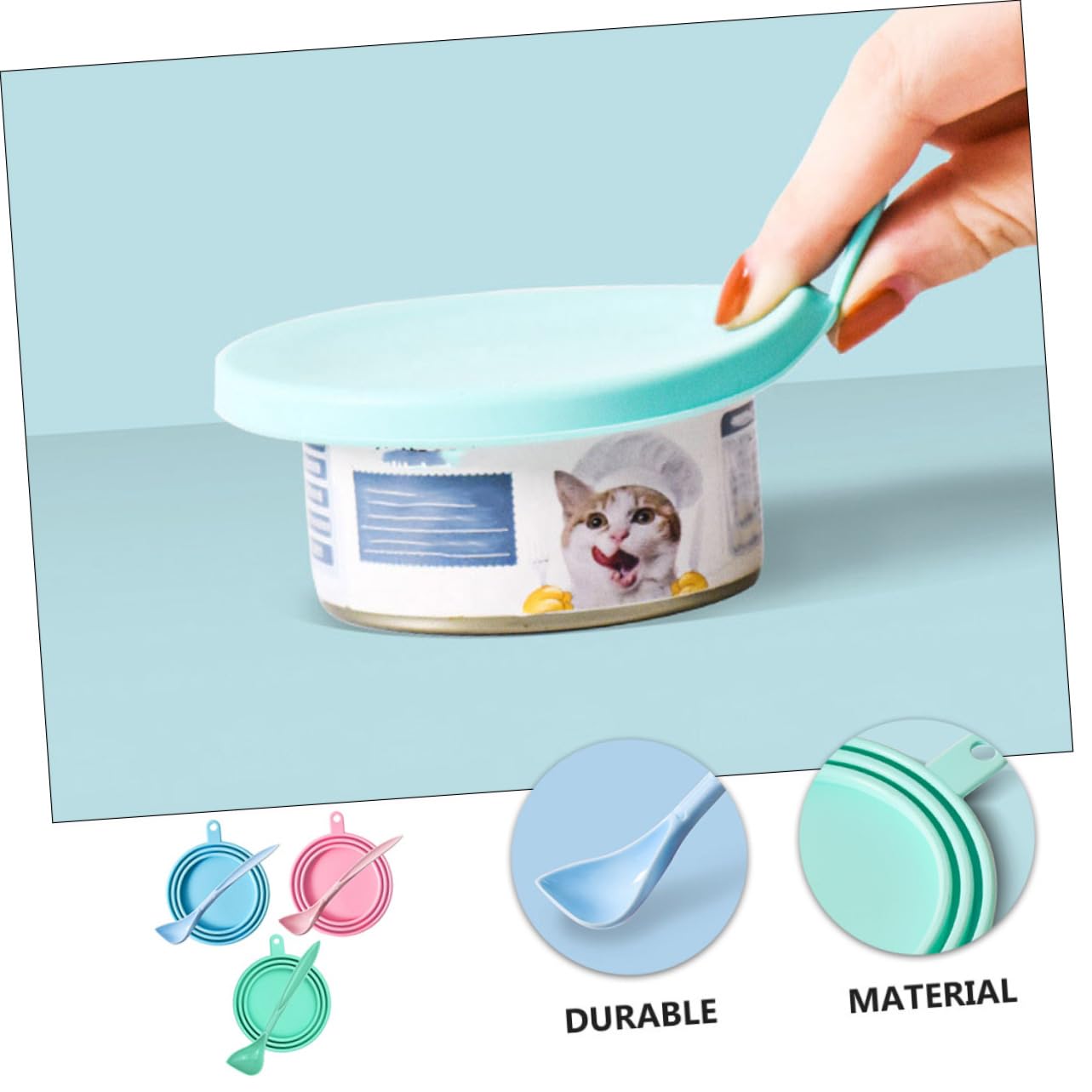 BCOATH Pet Feeding Spoon Set 6pcs Silicone Can Lids for Dogs Cats Sealed Food Covers Odorless