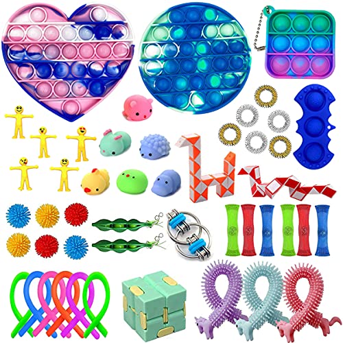 Anditoy 48 Pack Sensory Fidget Toys Set Fidget Pack with Pop Toys Mini Pop Dimple Sensory Toys for Kids Girls Boys Adults Stress Relief Party Favors