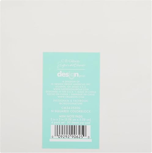 Miniatura 3 de C.R. Gibson Mini bloc de notas, bloques de color cuadrados, juego de 4 unidades, 50 hojas por bloc, papelería elegante y funcional (CM34-25500)