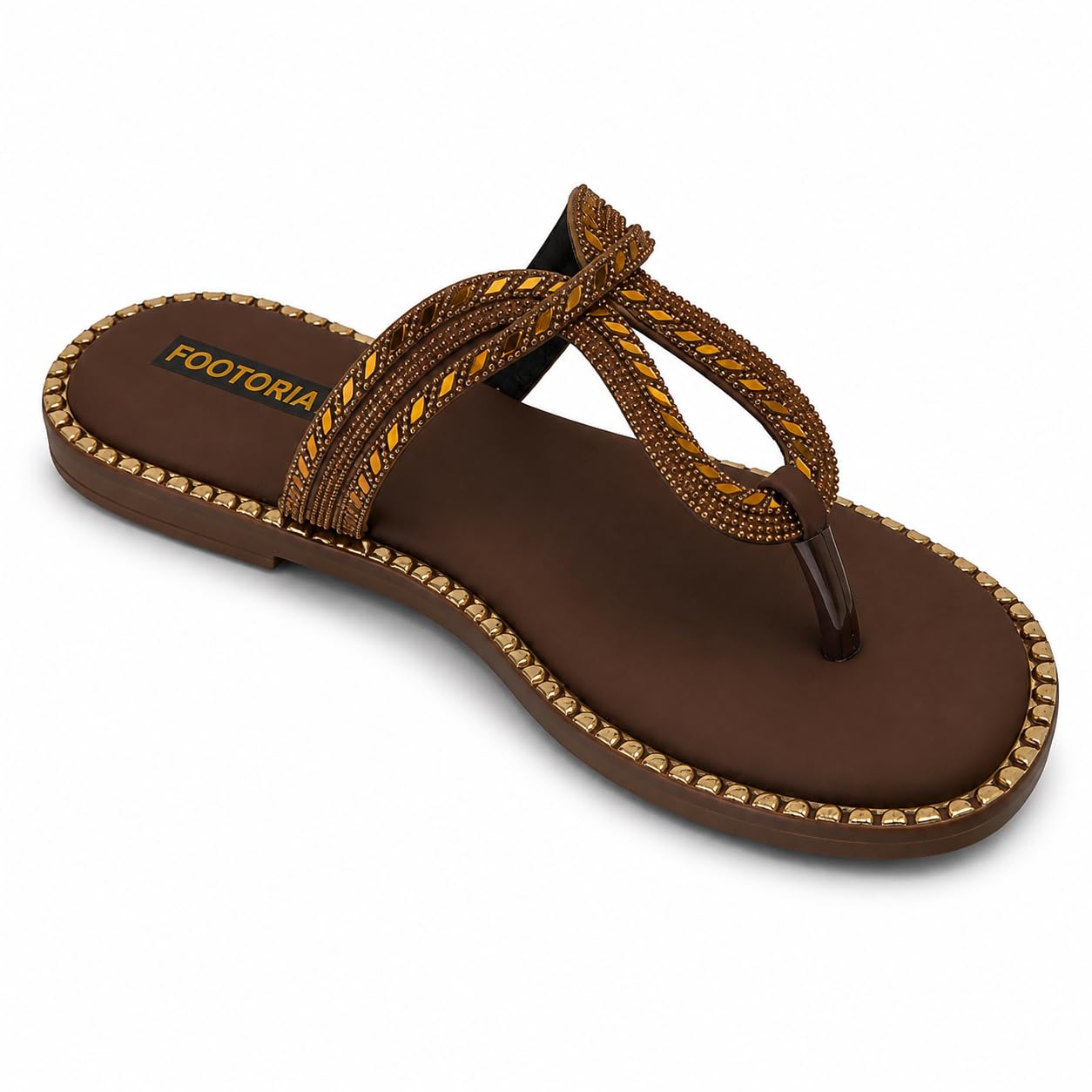 Women's Fashion T-Strap | Embellished Ethnic Slippers for Women | Soft Cushioned Footbed | Anti-Slip Sole | Lightweight Daily Wear Sandals | Casual & Festive Chappals-picture-50