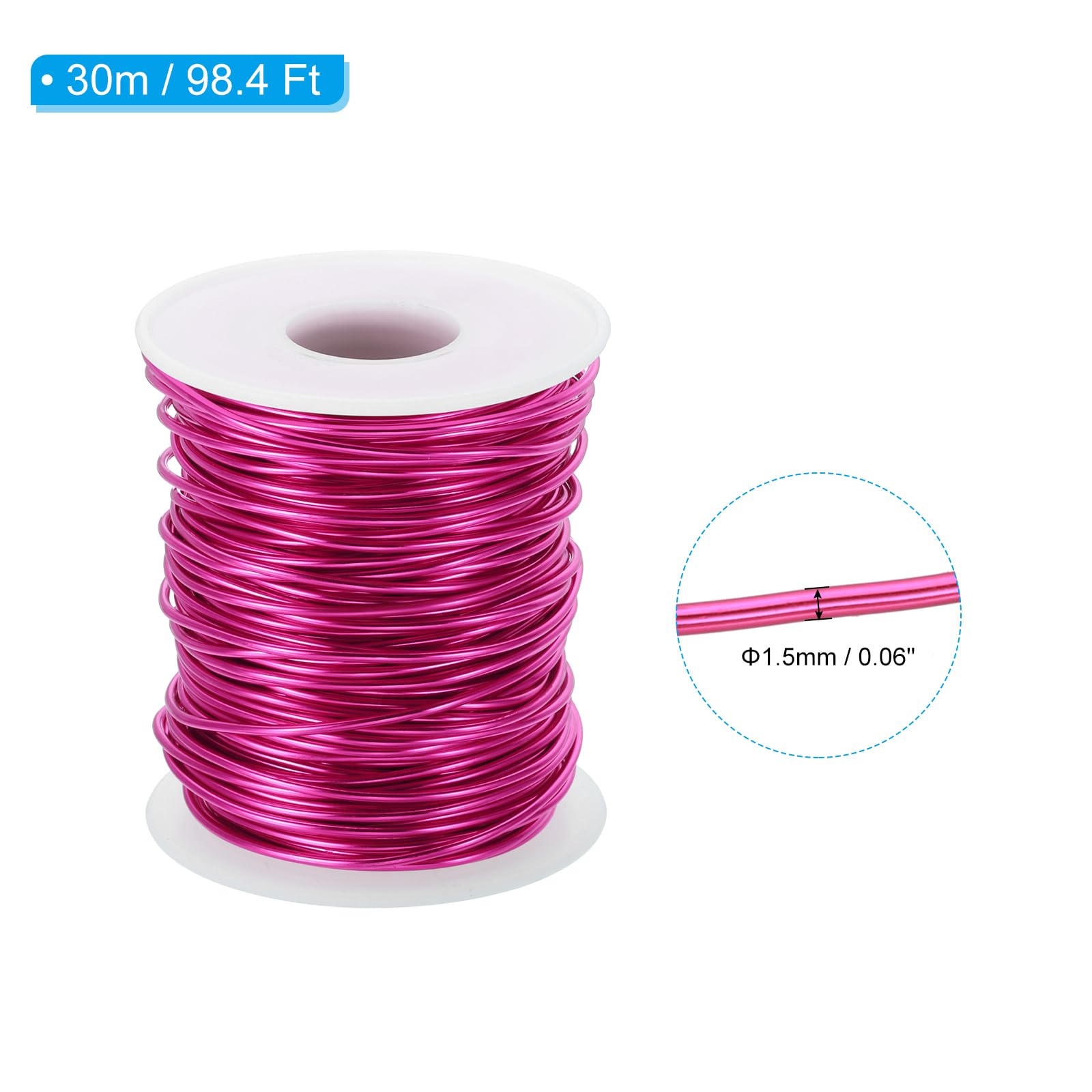 PATIKIL 15 Gauge 1.5mm Aluminum Craft Wire, 98.4 Ft Metal Wire Armature Bendable Wire for Jewelry Making Metal Wrap DIY Rose Red - Image 2