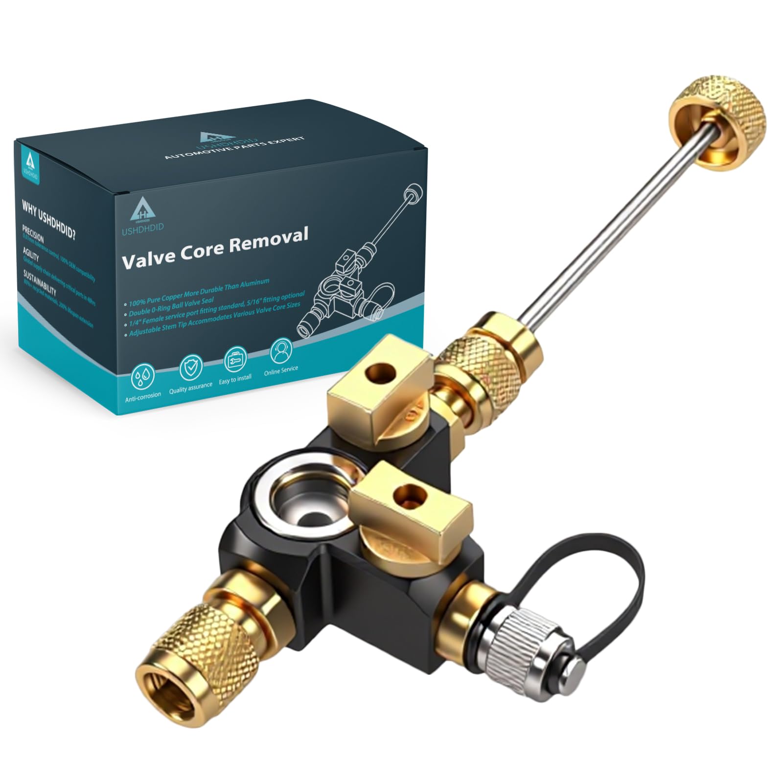 Photo 1 of USHDHDID VC2G 1/4? Valve Core Removal Tool Dual Valve with Sight Glass - Vacuum-Rated 20 microns & A2L Compatible - HVAC Tools