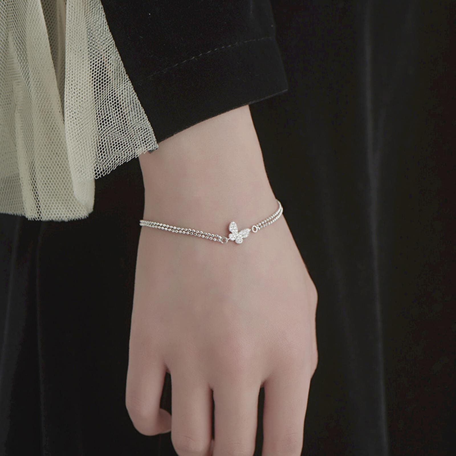 Acheter ANENJERY – Bracelet à Nœud Papillon Pour Femmes, Joli Bracelet Tendance, Couleur Argent, Chaîne En Zircon, Assorti Avec Tout, Cadeau Pour Ami, Bijoux Quotidiens