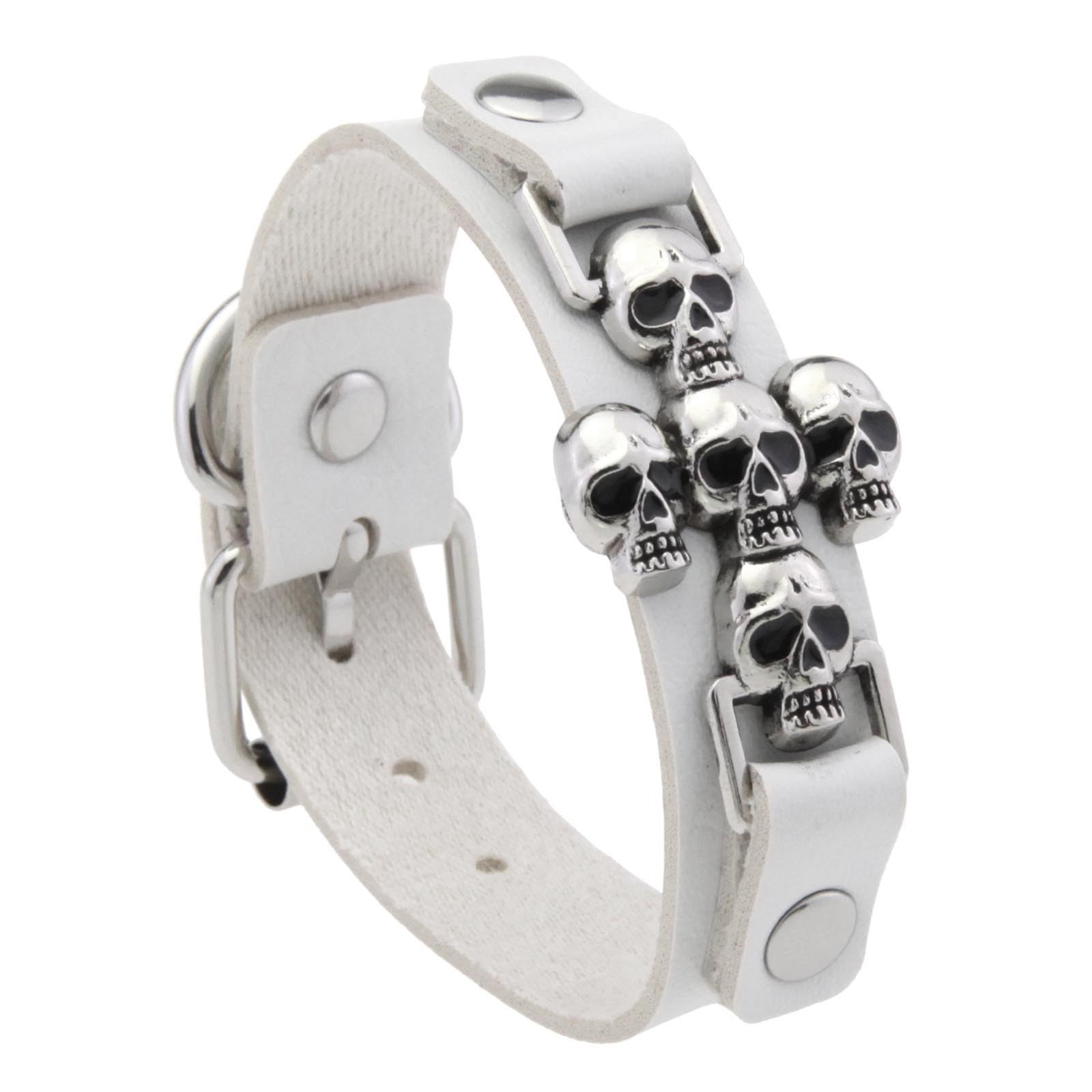 Maxtonser Punk Styles Crossed Skull Bracelet For Men And Women PU Leather Jewelry With Gothic Charm Design For Edgy Fashion Lovers