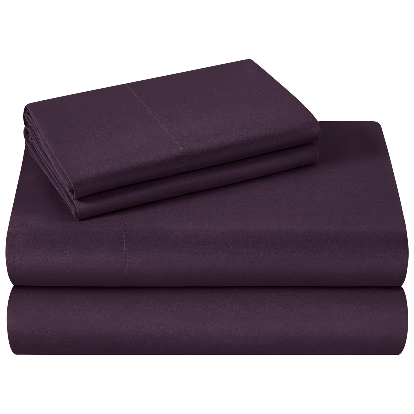 HOMEIDEAS Bed Sheets Set Extra Soft Brushed Microfiber 1800 Bedding Sheets - Deep Pocket, Wrinkle & Fade Free - 4 Piece(Queen,Purple)