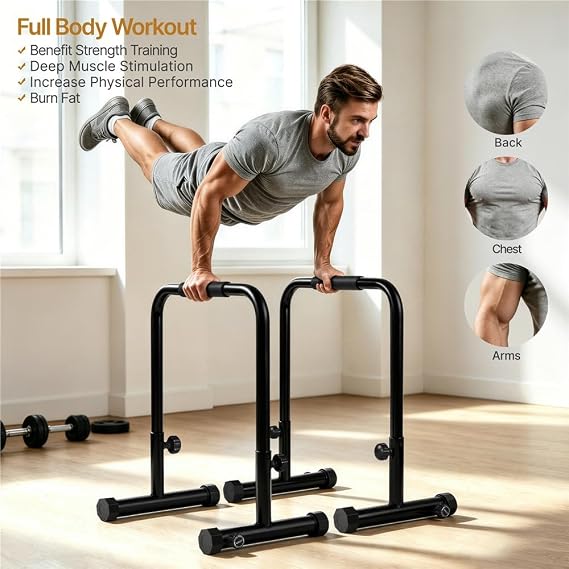 Yaheetech Dip Bars Station, Adjustable Pull Up Bars 227kg Weight Capacity