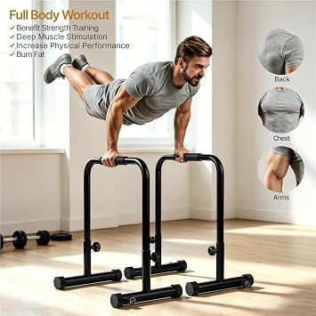 Yaheetech Dip Bars Station, Adjustable Pull Up Bars 227kg Weight Capacity