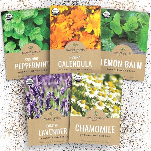 Organic Herbal Tea Seeds Variety Pack - 5 Individual Packs - 2026...