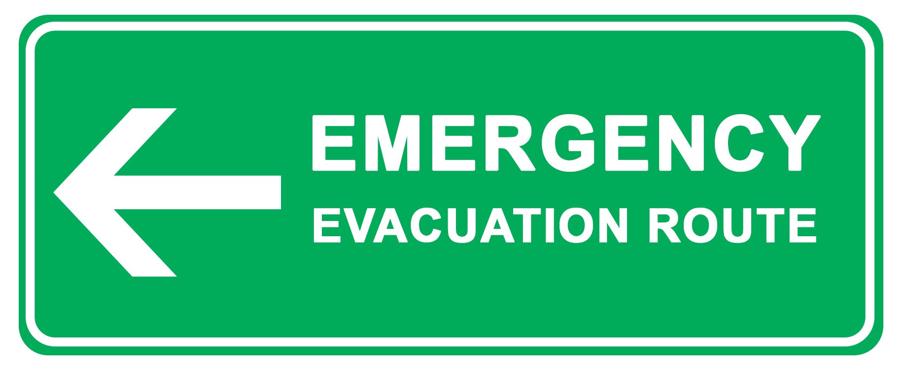 Party Decor Emergency Evacuation Route (Left) - Information Sign Removable Self Adhesive Label - 100Mm X 148Mm - Pack Of 4