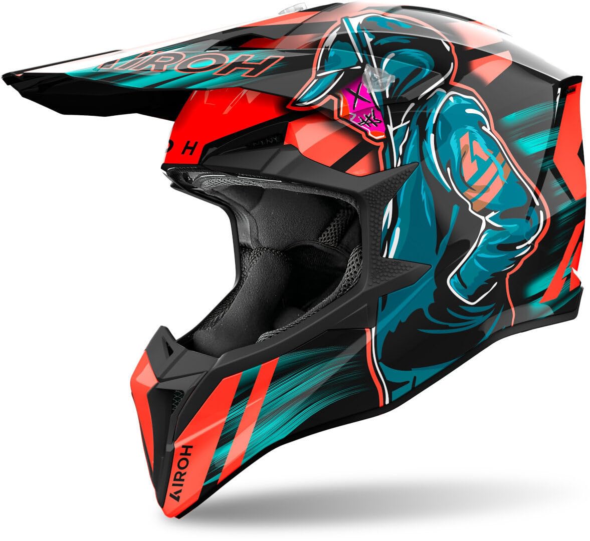 CASCO AIROH OFFROAD WRAAAP CYBER ORANGE GLOSS L