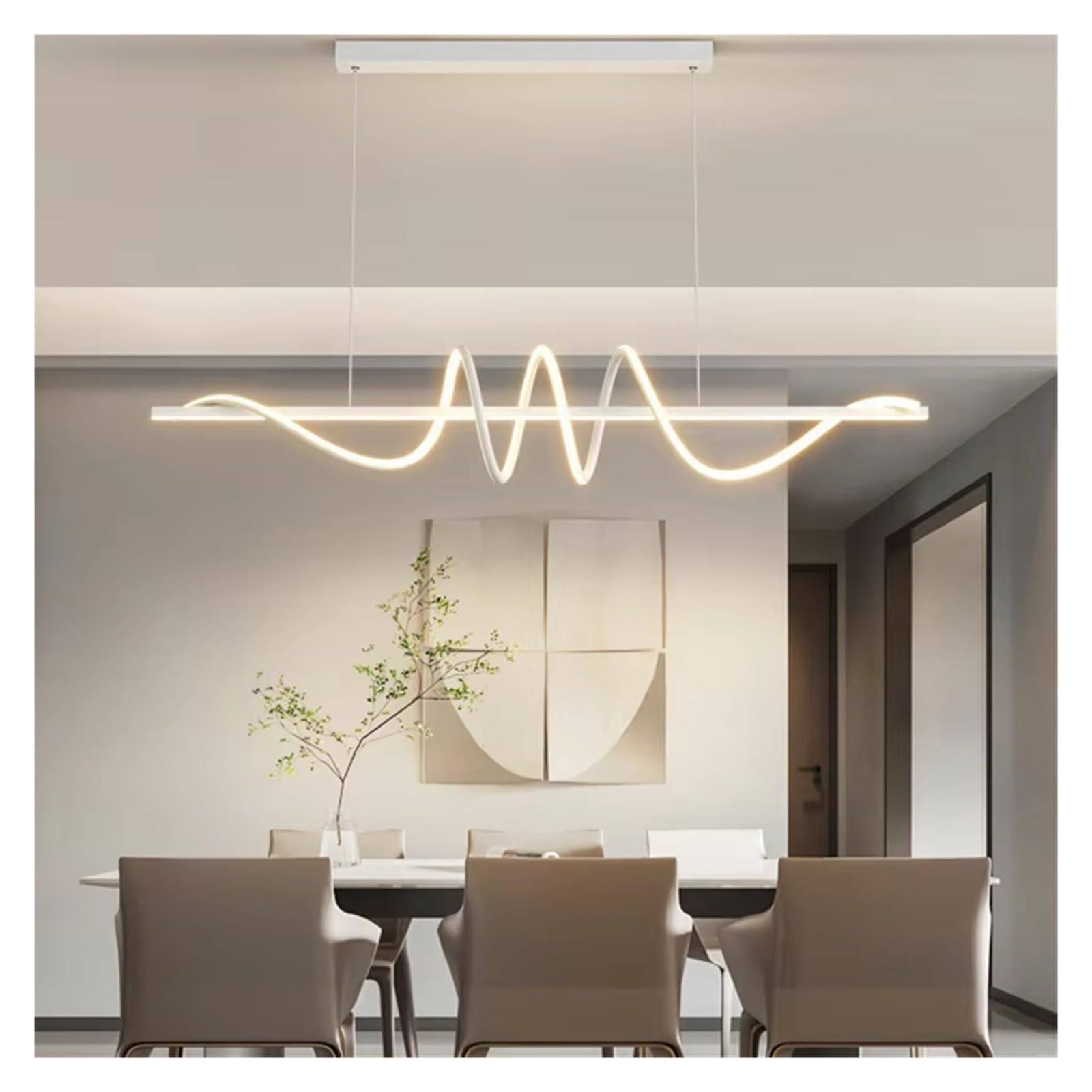 ASerZenith Led Pendant Light Long Hanging For Dining Room Or Living Room Kitchen Chandelier Designer Simple Lighting Fixture,Bianco