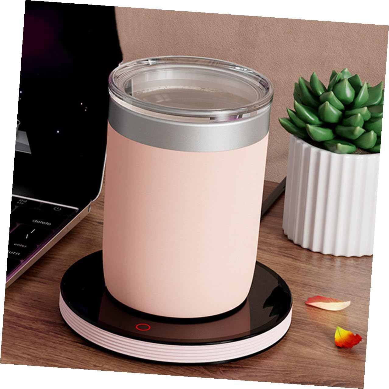 Alipis Electric Cup Warmer Pad with Temperature Control, Ac110v Delicate Coffee Mug Heater for Office and Home Use, Convenient Water Cup Heating Base in Pink and Black