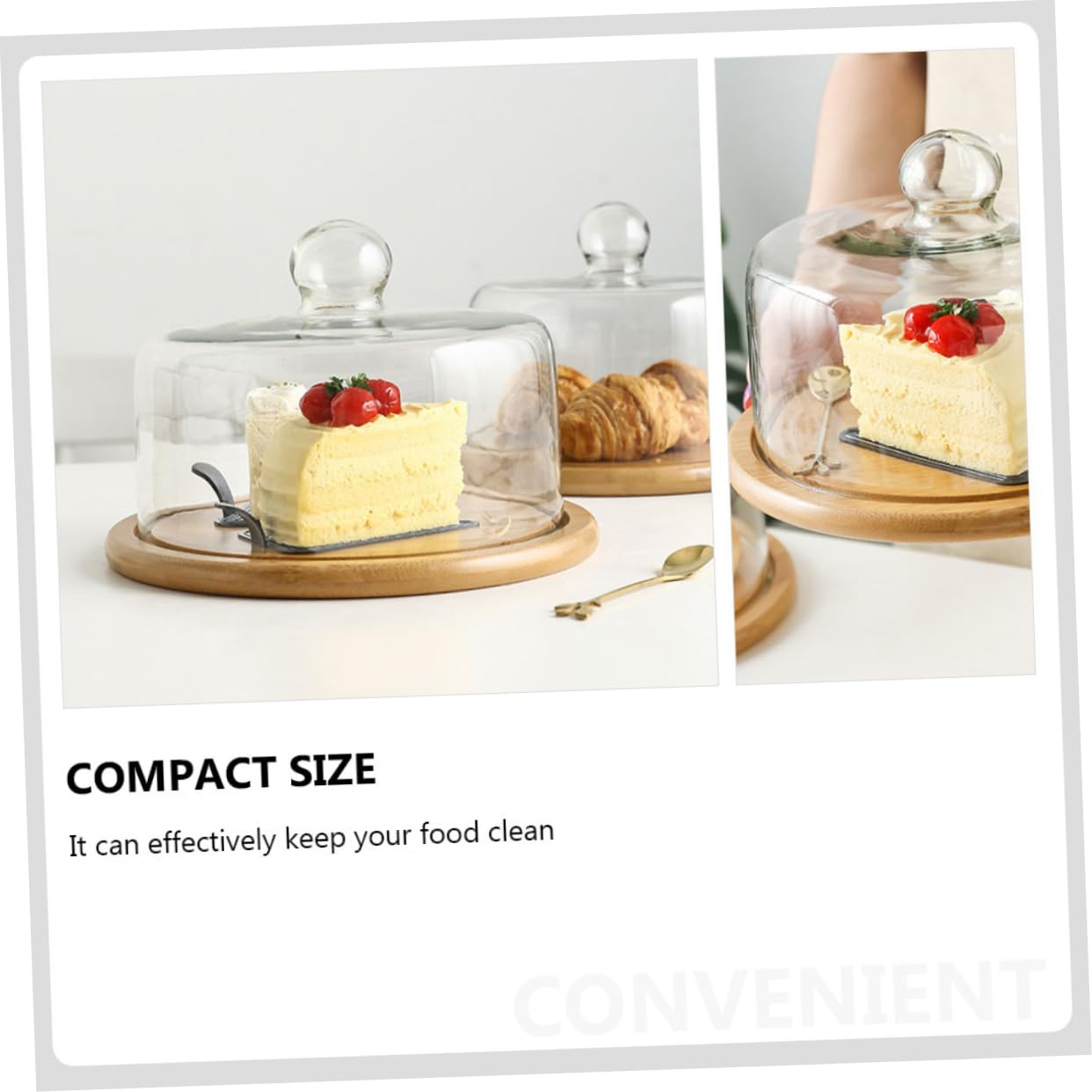 POPETPOP Cubierta de Pastel Transparente de Vidrio sin Plomo 26 Cm Asa Protectora para Alimentos Hogar Cocina Anti Polvo para Repostería y Postres