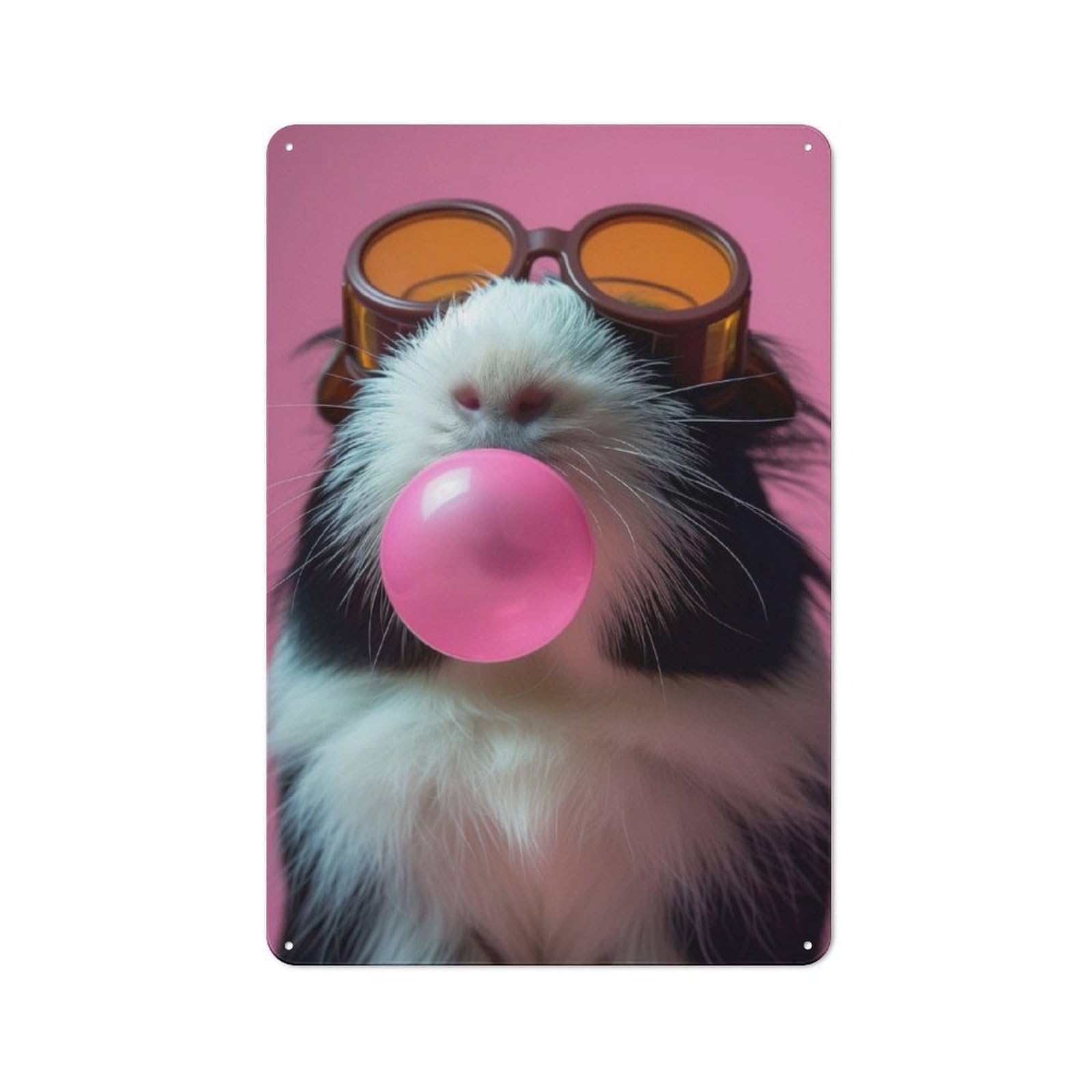 Junmoney Guinea Pig Bubblegum Retro Tin Wall Plaque 30X20cm For Home Office Or Studio, Wall Decoration For Home Offices And Studios