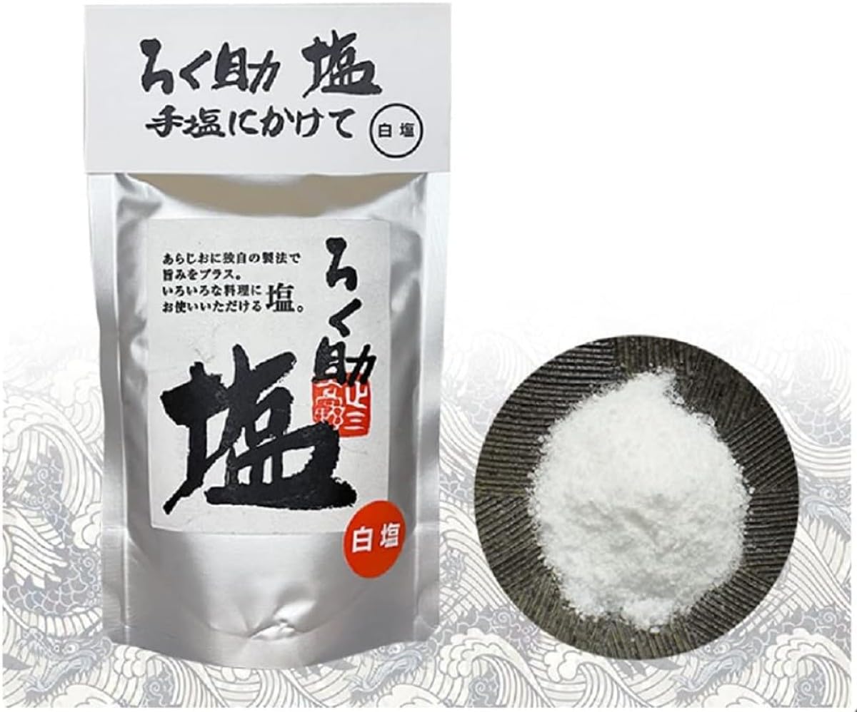 ろく助　白塩　130g Amazon.co.jp: ろく助 白塩 130g 昆布と椎茸の旨味を凝縮, おにぎりに 調味料・料理の素・油