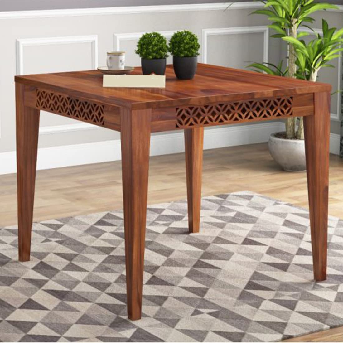 KENDALWOOD™ Furniture Sheesham Wood Dining Table (34x34 Inch) | Multi-Purpose uses Home and Office Desk | Dining Room Furniture | Wooden 4 Seater Dining Table (Honey Finish)