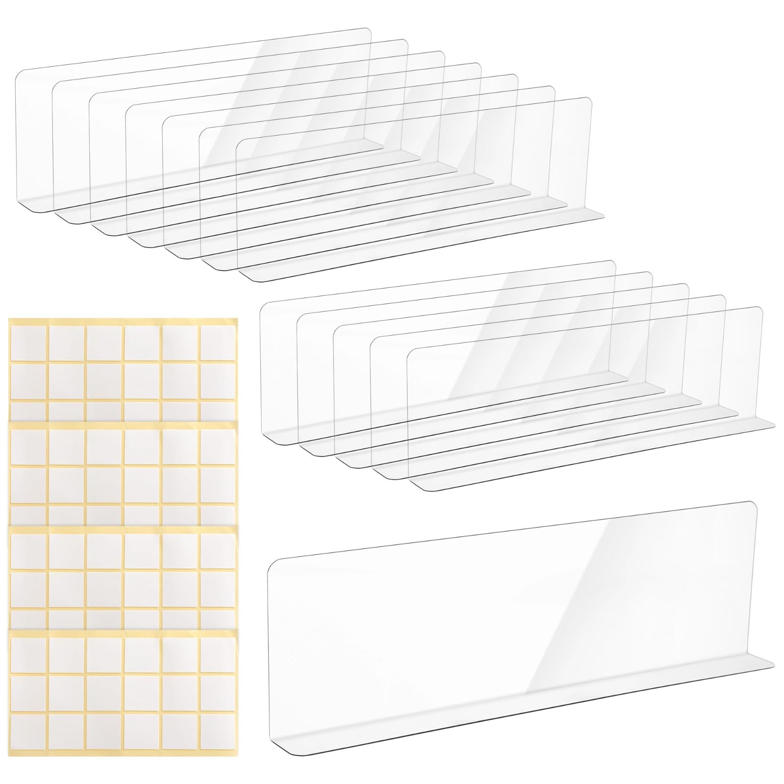 Générique Lot de 12 bloqueurs transparents pour dessous de canapé et lit, barrières pour espaces sous meubles, avec adhésifs puissants, séparateurs découpables pour canapé, étagère, entrepôt