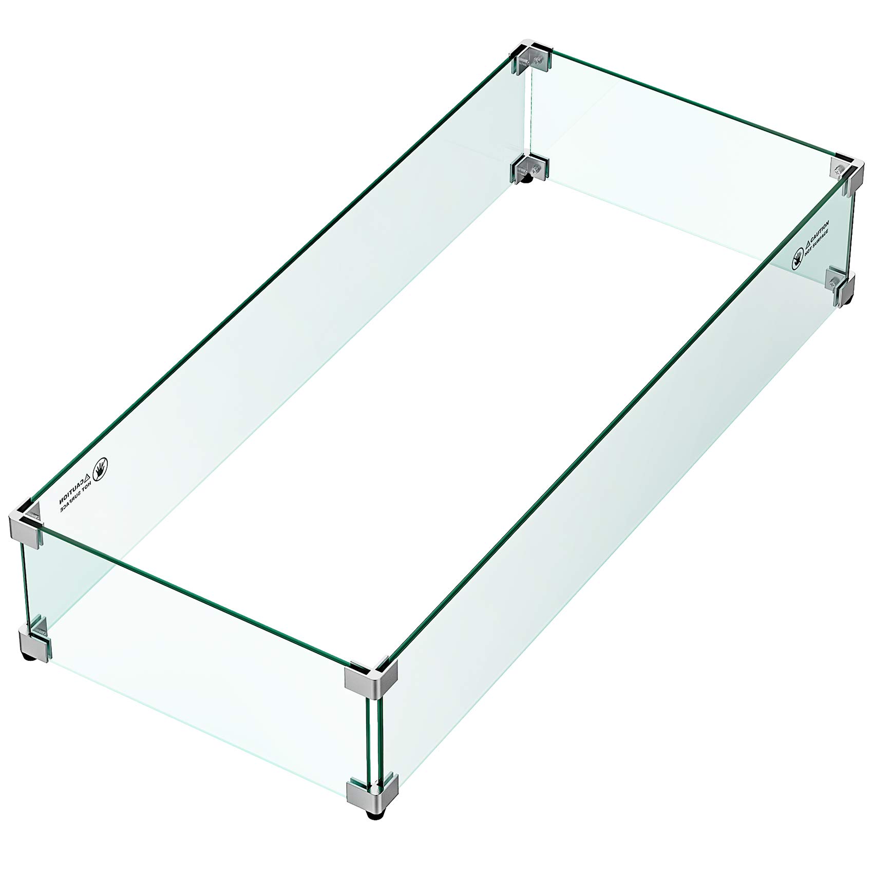 Skyflame 36" X 16" Rectangular Fire Pit Glass Wind Guard Replacement for Outdoor