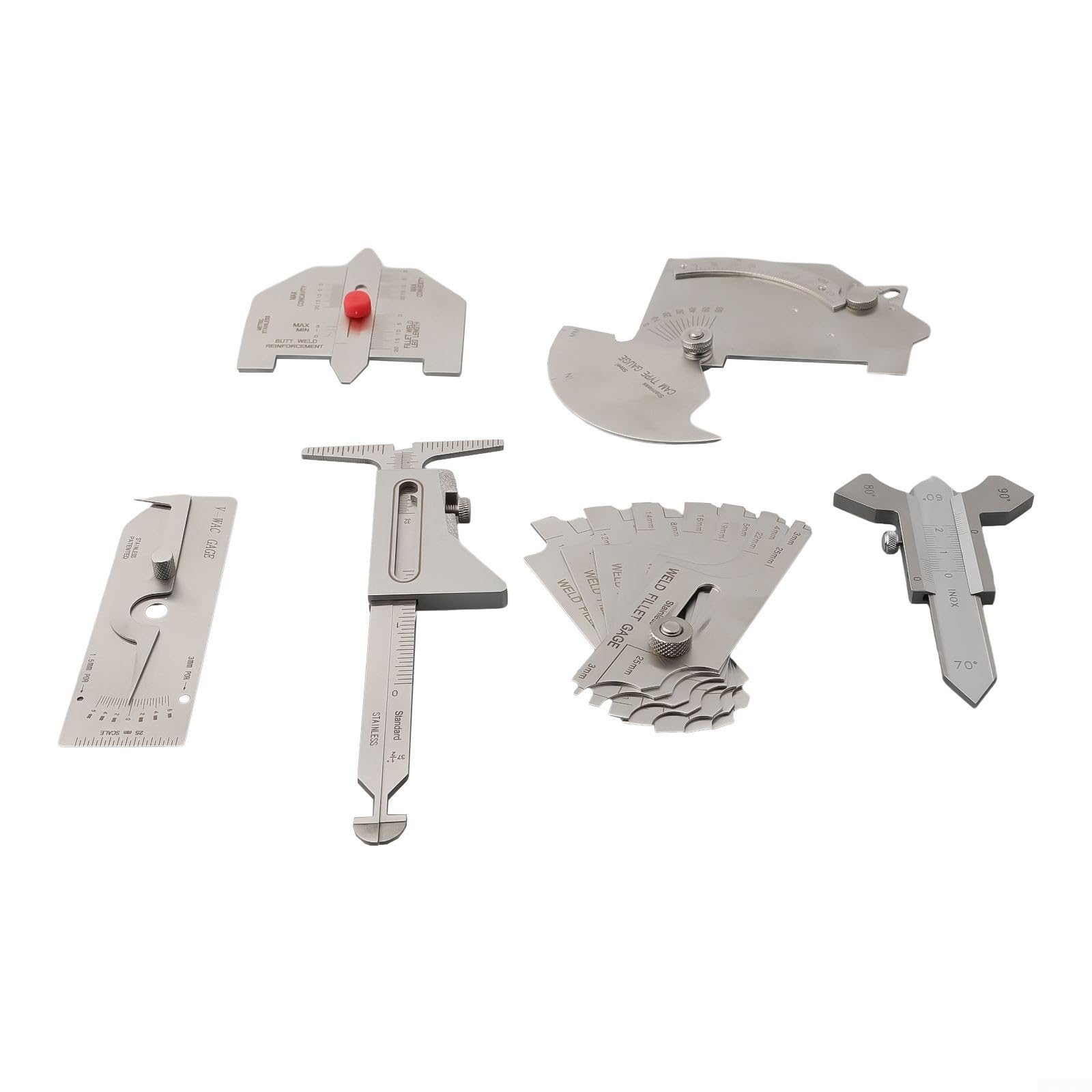 2-tlg. Schweißnahtlehre Edelstahl - Präzisions-Messwerkzeug Für Schweißer
