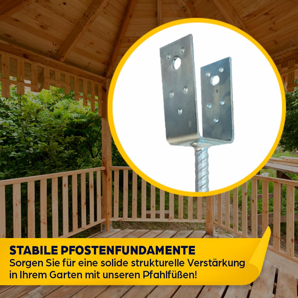 10x Pfostenträger Anker zum Einschlagen - 71 x 750 mm | Stützenfuß 71 x 750 mm, Pfostenanker Verzinkter Stahl 2 mm, Bodenanker für Holzpfosten, Pfostenschuh für Terrassen und Zäune