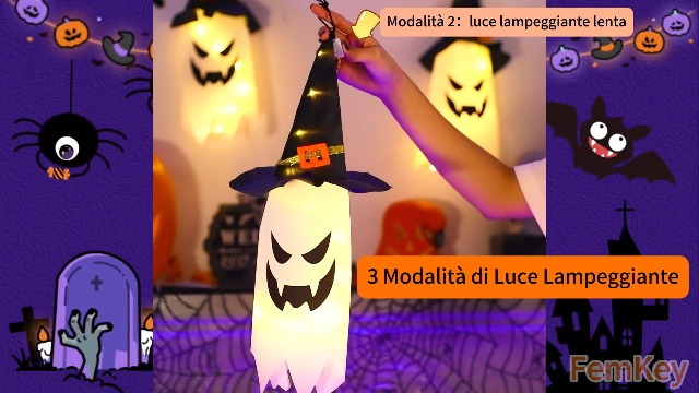 KEAGAN 2 Luci Fantasma Per Halloween Con Cappello Da Strega E Telecomando