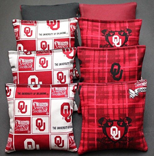 Cornhole Bean Bags Made w Oklahoma Sooners Fabric 8 ACA Regulation OU Toss Bags
