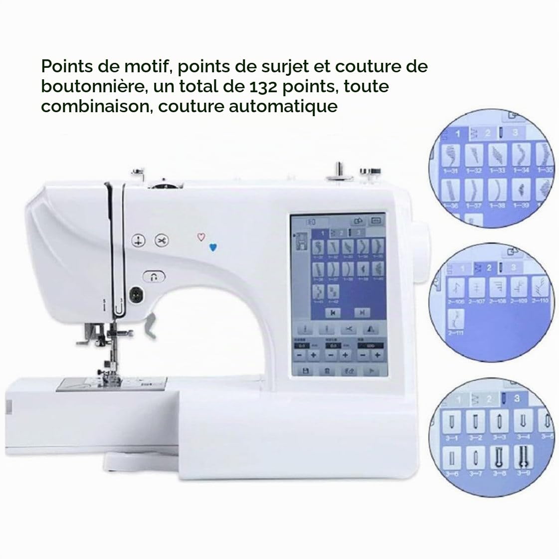 Machine À Coudre Automatique Machine À Broder Électrique 158 Motifs Intégrés avec Zone De Broderie 4" X 9,2" Et Écran Tactile LCD, 210 Lettres Intégrées Et 30 Bordures De Motifs
