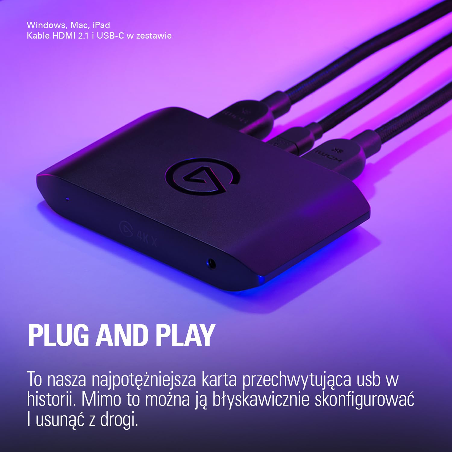 Elgato 4K X, karta przechwytująca do 4K144 | Ultraniska opóźnienie, PS5|Pro, Xbox Series X|S, Switch 2, OBS, HDMI 2.1, VRR, HDR10, USB 3.2, PC|Mac|iPad