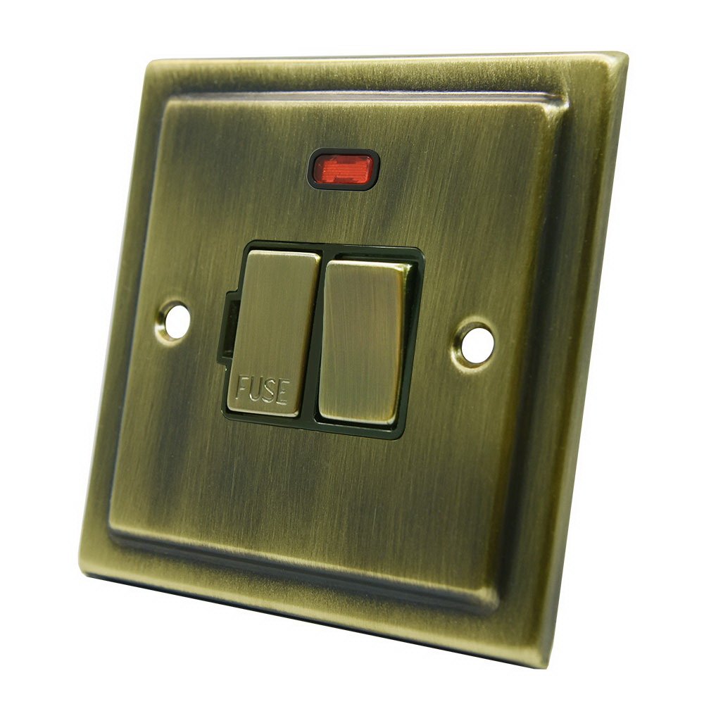 Vabsfnbb Victorian Antique Brass Spur W/Neon-13 Amp Switched Fused Connection Unit With Neon Indicator 700461520351